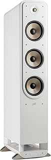 Polk Signature Elite ES60 Tower Speaker - Hi-Res Audio Certified and Dolby Atmos & DTS:X Compatible, 1" Tweeter & Three 6.5" Woofers, Power Port Technology for Effortless Bass, Elegant White-Washed