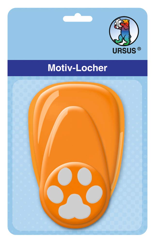 Ursus White / Yellow 19480056 Hole Punch With Lever, Medium, Paw, Approx. 25.4 Mm, Orange