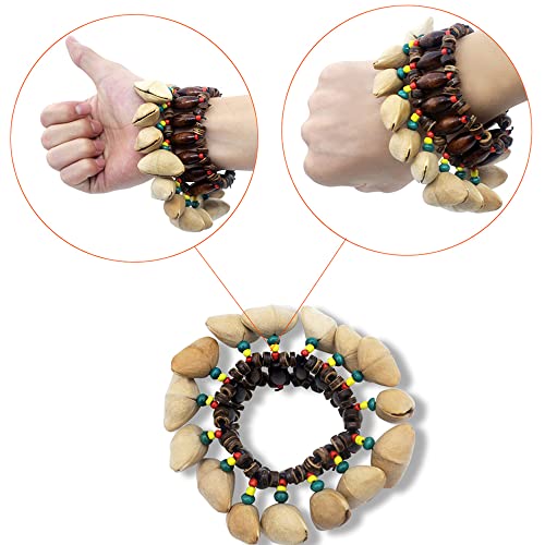 image for summina Nuts Shell Bracelet, African Tribal Style Nut Handbell, Drum C