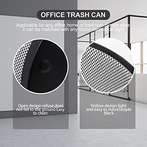 Trashcan Mesh Wire Garbage Basket Black Wastebasket Recycling Bin Paper Clutter Waste Can Home Office Trash Can Size S Office Wastebasket #TOP7