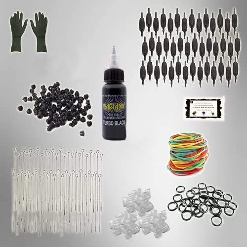 Tattoo Kit Refill Pack Ink Needles Tubes PK3 (446 PCS)