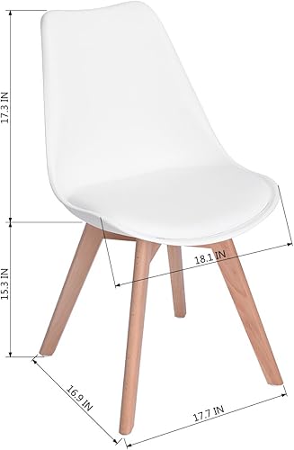 Miniatura 3 de Homy Casa Juego de sillas de comedor modernas de mediados de siglo, sillas de cocina con cojín de piel sintética suave y patas de madera, sillas