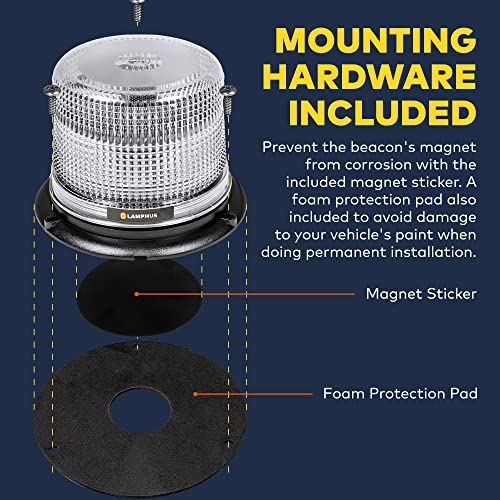Lamphus Aura 5" 12W White Led Strobe Warning Beacon Light [Sae Class 1] [38 Flash Modes] [Magnet/Permanent] [Low Dome] [Rooftop Mount] Flashing Emergency Beacon Light For Trucks Vehicle Cars #TOP5