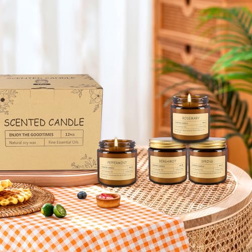 Image of 12Pack Scented Candle Set - Aromatherapy Candle Gift Set - Long Lasting Jar Candles for Men| Women, Ideal for Birthdays, Mother's Day Thanksgiving Gifts