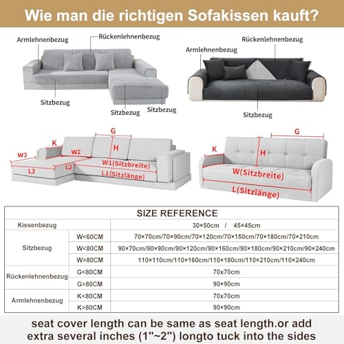 BXAEYIPOR Couch Überzug,Sofa Überzug,Sofa-Schutzhülle mit Rutschfester Unterlage,Neue Universelle rutschfeste Solide Strukturierte Sofa Überzug für Wohnzimmer,Multi-Size Sofa Sitzkissenbezug.