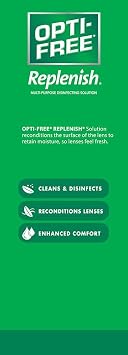 Opti-Free Replenish 10 Fl Oz Solution with Case and Puremoist 12-mL Rewetting Drops Contact Lens Bundle