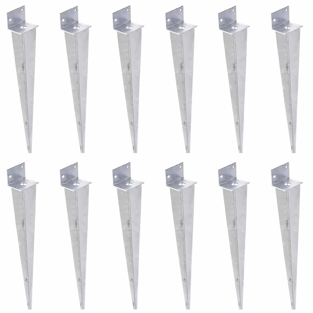 12er Set L-Pfostenträger 40x500 mm zum Einschlagen | Einschlaghülse aus feuerverzinktem Stahl, Bodenanker für Holzpfosten, Zaun, Carport, Pergola und Gartenbau