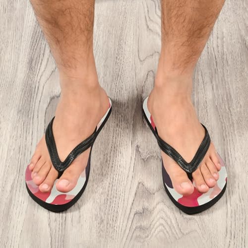 Pink Cow Print Beach Summer Casual Flip Flop Sandals Non-Slip Quick Dry for Women Men 214B28614