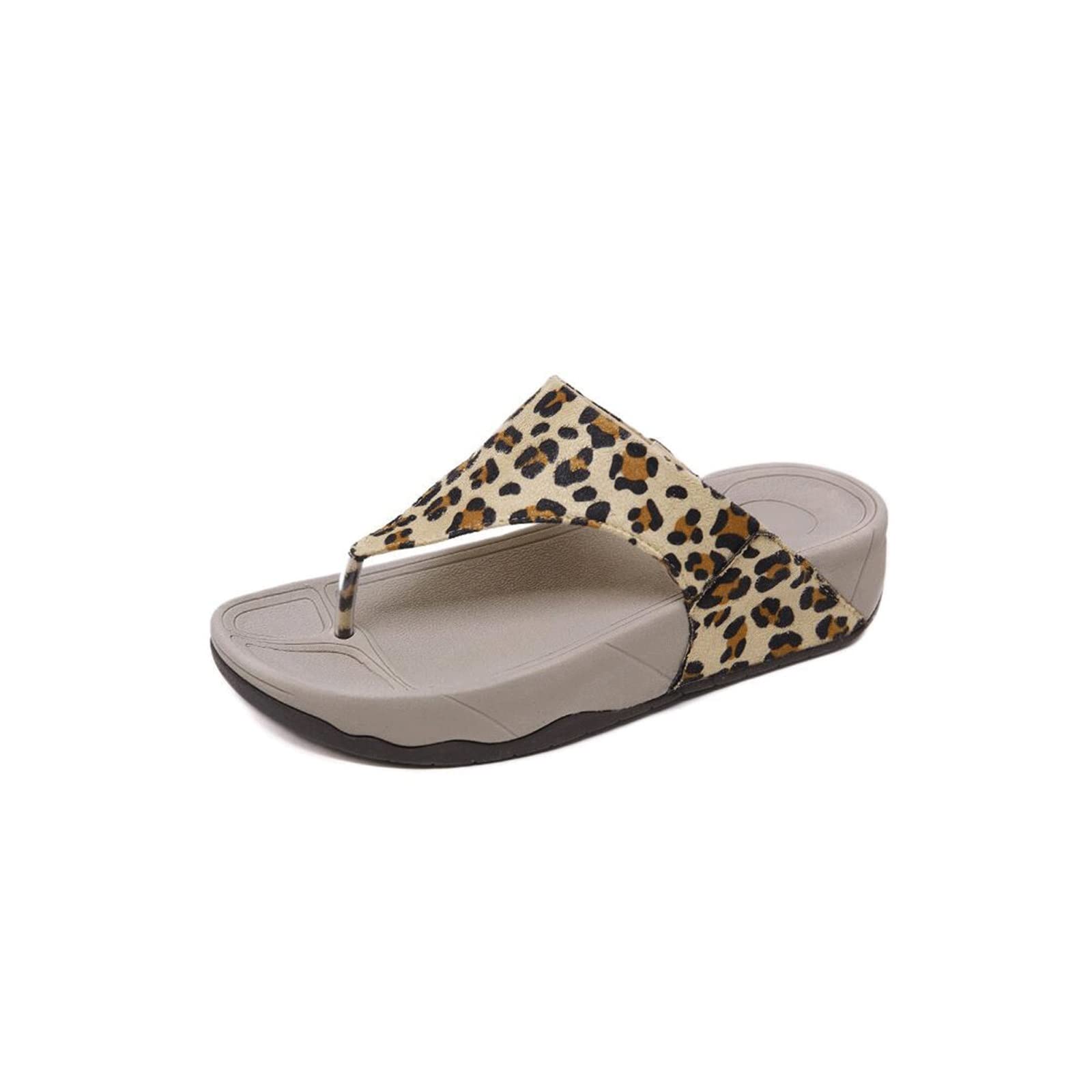 Slippers léopard femmes à plateforme slides d'été confortables - 6