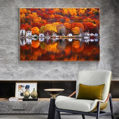 Impression sur toile arbre à feuilles rouges moderne de qualité supérieure