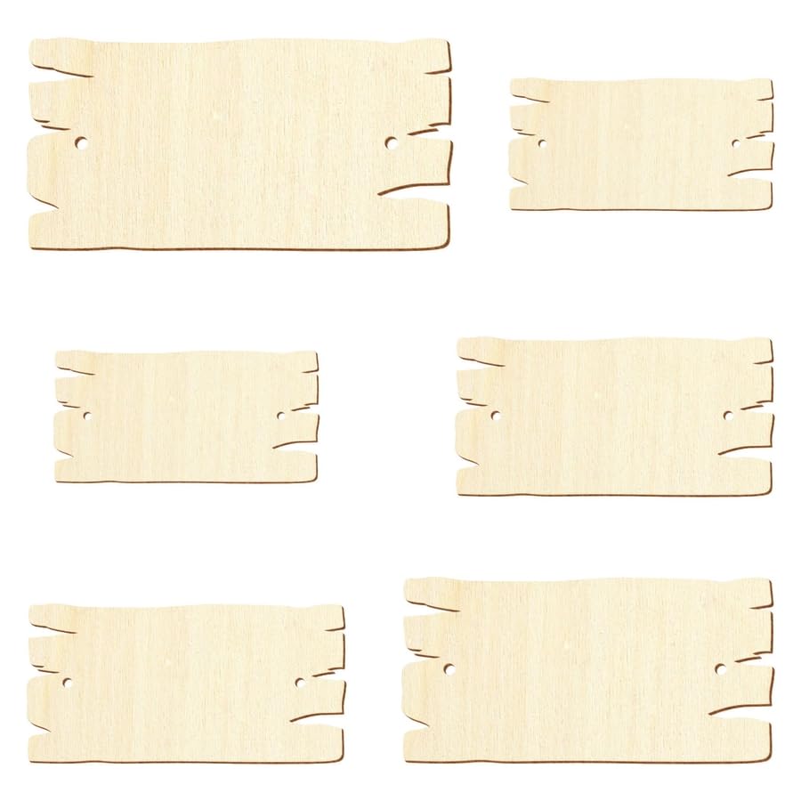 Cartel de madera con aspecto de tablero de madera con 2 agujeros horizontales – 5 x 2,5 cm hasta 50 x 25 cm, decoración para manualidades, paquete con: 50 unidades, altura x anchura: 18 x 9 cm