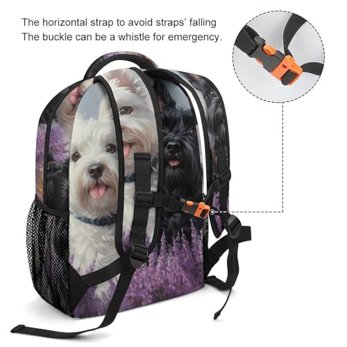 Westie And Scottie Dogs Painting Funny Backpack Casual Daypack Lightweight Shoulders Bag for Men Women Cute Print3