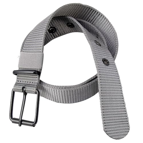 Adjustable Nylon Web Belt - 1.5 Military Style with Metal Buckle - Black/Grey/Brown
