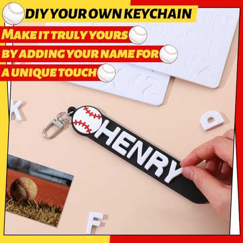 6 Sets Personalized Halloween Baseball Party Favors Keychain Gifts Custom Luggage Tags Water Bottle Name Sport Label with DIY Foam Letter Sticker Baseball Card Operation Christmas Donations3