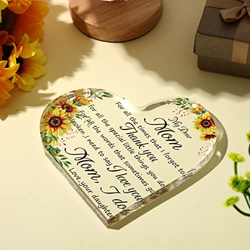 Mom Gift From Daughter Mother In Law Gift Bonus Mom Gift Acrylic Heart Mothers Plaque Gifts Grateful Birthday Gifts For Mom Acrylic Dear Mom Sign Acrylic Heart Sign, 5.91 X 5.91 X 0.55 Inch #TOP3