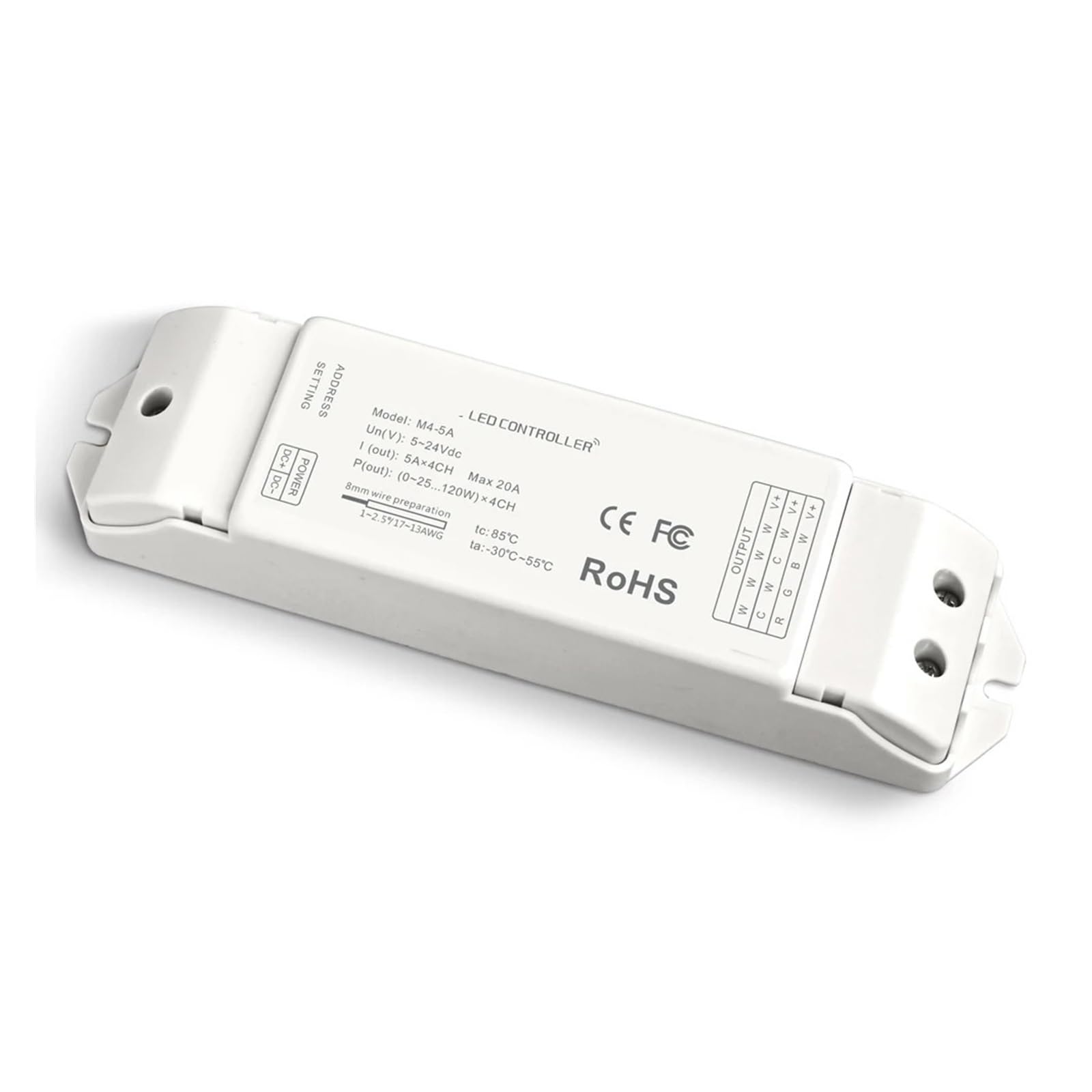 LED monochrome light with dimmer DC 12V 24V 5A 4 channels 240W 5050 2835 light with PWM signal controller with 4-button remote control