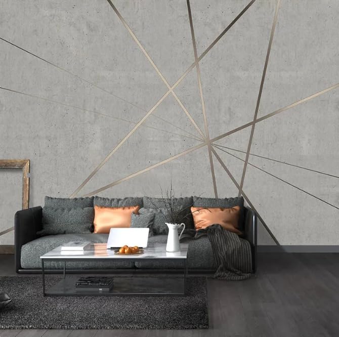 Papier peint géométrique 3D trompe l'oeil effet béton gris