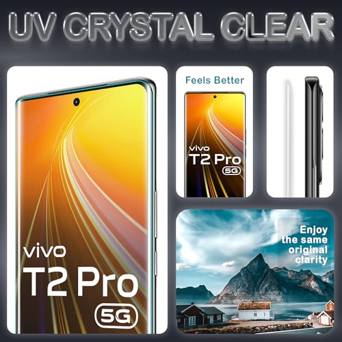 Image of FIRST MART Tempered Glass for Vivo T2 Pro 5G / V27 Pro 5G / V29 Pro 5G with Edge to Edge Full Screen Coverage and Easy UV Glue Installation Kit and Cable Protector, Pack of 1