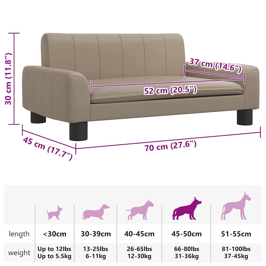 Cuccia per cani in ecopelle con imbottitura in schiuma, struttura in legno di pino massiccio, rivestimento antiscivolo, lavabile, ideale come lettino per cuccioli, anziani e viaggi, 70 x 45 x