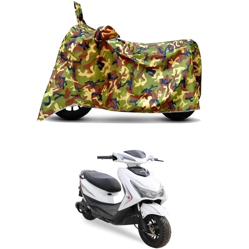 Image of Waterproof 100% PVC Coated Bike Scooty Two Wheeler Body Cover Compatible for Ampere REO Plus LI /UV-Rays /Heat Protection /Birds Dropping /Scratchproof /Dust Proof /All Varient[6X6 Jungle Print]