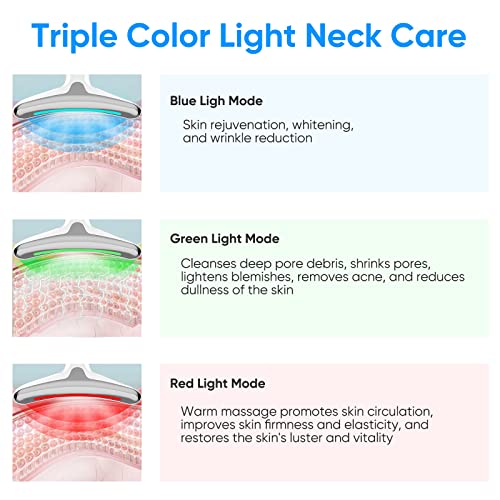 Face Neck Massager, 3 In 1 Anti-Aging Double Chin Reducer Machine For Face & Neck Lifting And Reducing Wrinkles With Green Blue & Red Light #TOP4