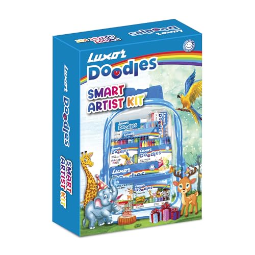 Doodles Smart Artist Kit for Kids - Drawing Book, Plastic & Wax Crayons, Oil Pastels, Water Colour Pens, Mini Sketch Pens, Pencil Set with Erasers and