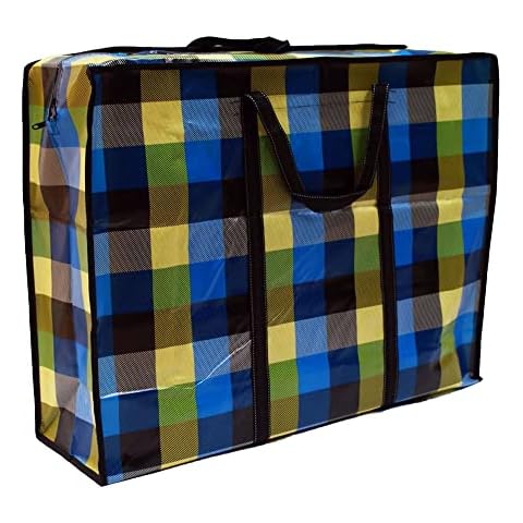 KAV Extra Large Laundry Shopping Bags - Pack of 1 Random Coloured 170 GSM Jumbo Strong Reusable Waterproof Storage Bag with Zipper and Handle for Travel, Moving, Packing Cloths (90x60x30 cm) Cover