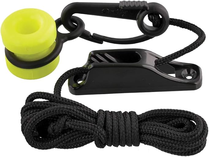 Scotty #3025 Downrigger Weight Retriever w/ Snap, Fairlead Cleat & 78-Inches of Cord , BLACK | No. 8 Fasteners Included