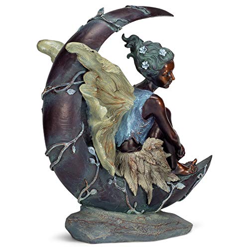 Crescent Moon Fairy Bronze Tone And Ivory 19.75 Inches Polyresin Figurine #TOP1