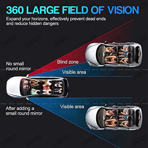 Image of CARIZO Rear View Blind Spot Mirror | Double Lens | Stick on Mount | Adjustable Wide Angle | Compatible with All Cars - Left Side