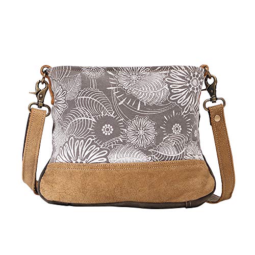 Bolsa Myra Saplings de lona e couro para ombro P-1469
