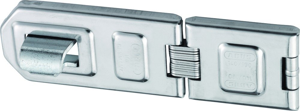 ABUS Diskus Hasp 140/190 - Dispositivo per lucchetti con doppio snodo per porte apribili e soluzioni angolari, 05316 - ABUS Security Level 8 - Argento