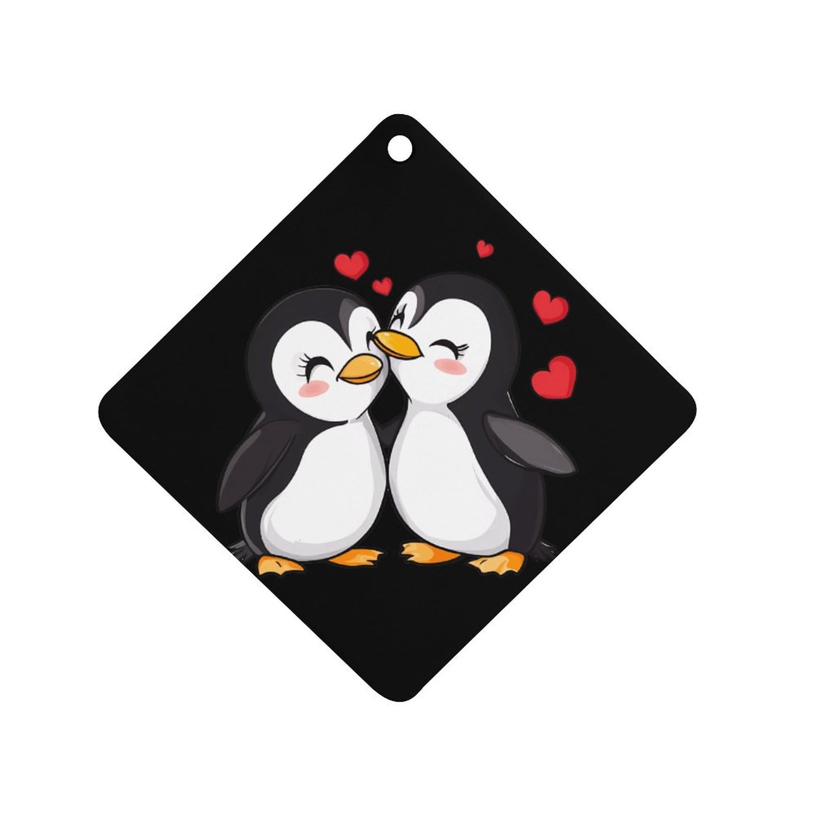 Love Cute Animal Penguins Car Air Freshener Hanging Aromatherapy Tablets for Car Accessories Rhombus