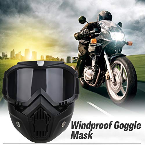 PiscatorZone Motorcycle Goggles Mask CS/Paintball/Skiing/Riding/Cycling/Halloween/Costume Ball-UV Proof Windproof Anti-Fog Protective Detachable Adjustable Tactical Glasses
