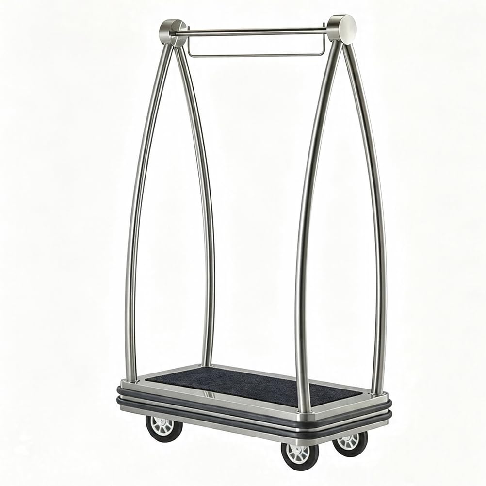 Carrello portabagagli dell'hotel Carrello del facchino | Telaio in acciaio inossidabile, con ruote silenziose da 6", per usi commerciali di hotel e resort