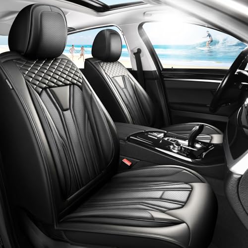 Image of Fit Equinox Car Seat Covers Compatible with Chevy Equinox 2011-2026, Premium Leather Breathable, Wear Resistant, Airbag Compatible, All-Weather Protection & Full Coverage, Full Set All Black