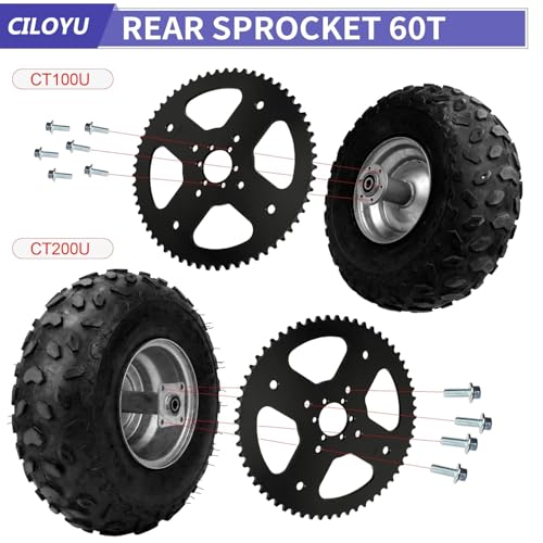 Image of 60T Sprocket 420 Chain with 90 Links Rear Chain Mini Bike CT200U