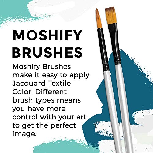 Moshify Jacquard Products White Textile Color Fabric Paint Made In Usa - Jac1123 2.25-Ounces - Bundled Brush Set #TOP4