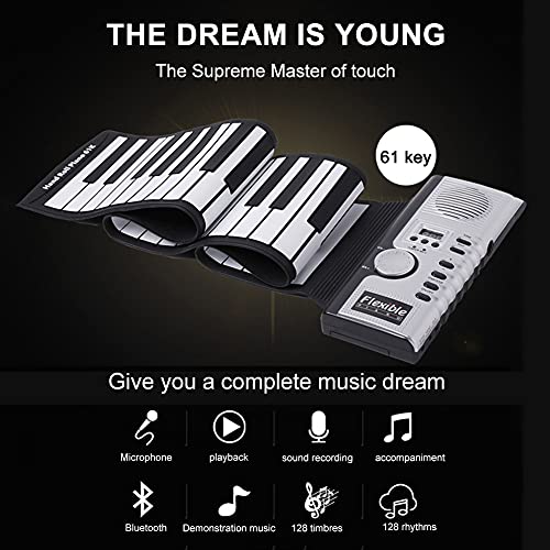 JTYX 61 Touches Roll Up Piano Portable Electronic Hand Roll Piano Clavier de Piano Pliable en Silicone Haut-Parleur intégré pour Les débutants et Les Enfants - Les Beatles, Paul McCartney, John Lennon, RIngo Starr, George Harrison JTYX 61 Touches Roll Up Piano Portable Electronic Hand Roll Piano Clavier de Piano Pliable en Silicone Haut-Parleur intégré pour Les débutants et Les Enfants – Image 6