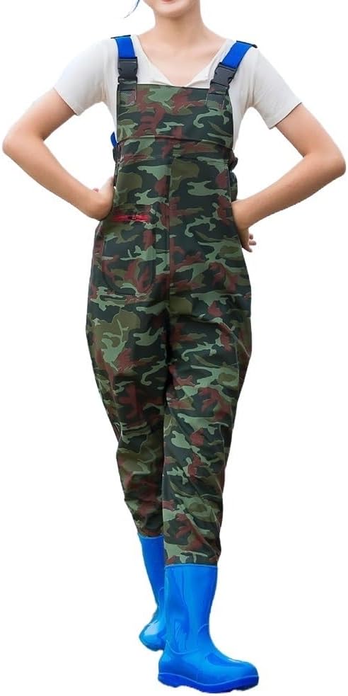 TemkIN Women's Chest Waders High Waist Waterproof Leopard Duck Hunting Waders for Women with Boots Neoprene Fishing Waders