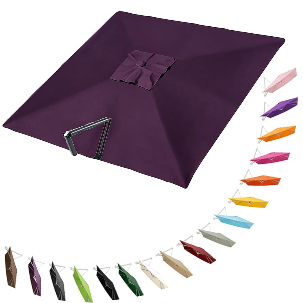 HAEKEBC Square Offset Umbrella Canopy Cantilever Patio Umbrella Replacement Canopy 8 Ribs Parasol Replacement Canvas For Yard Pool(Dark purple,3x3m (9.8x9.8ft))
