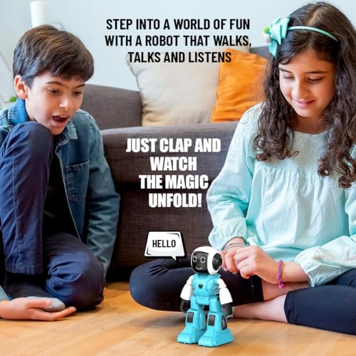 Image of Mirana Moonwalker | Smart Interactive Chat-GPT AI Robot Toy for Kids | USB Rechargeable Type-C | AR Games & in-Built Bluetooth Speaker | Remote & App Controlled | for Boys & Girls 2+ Years (Sky Blue)