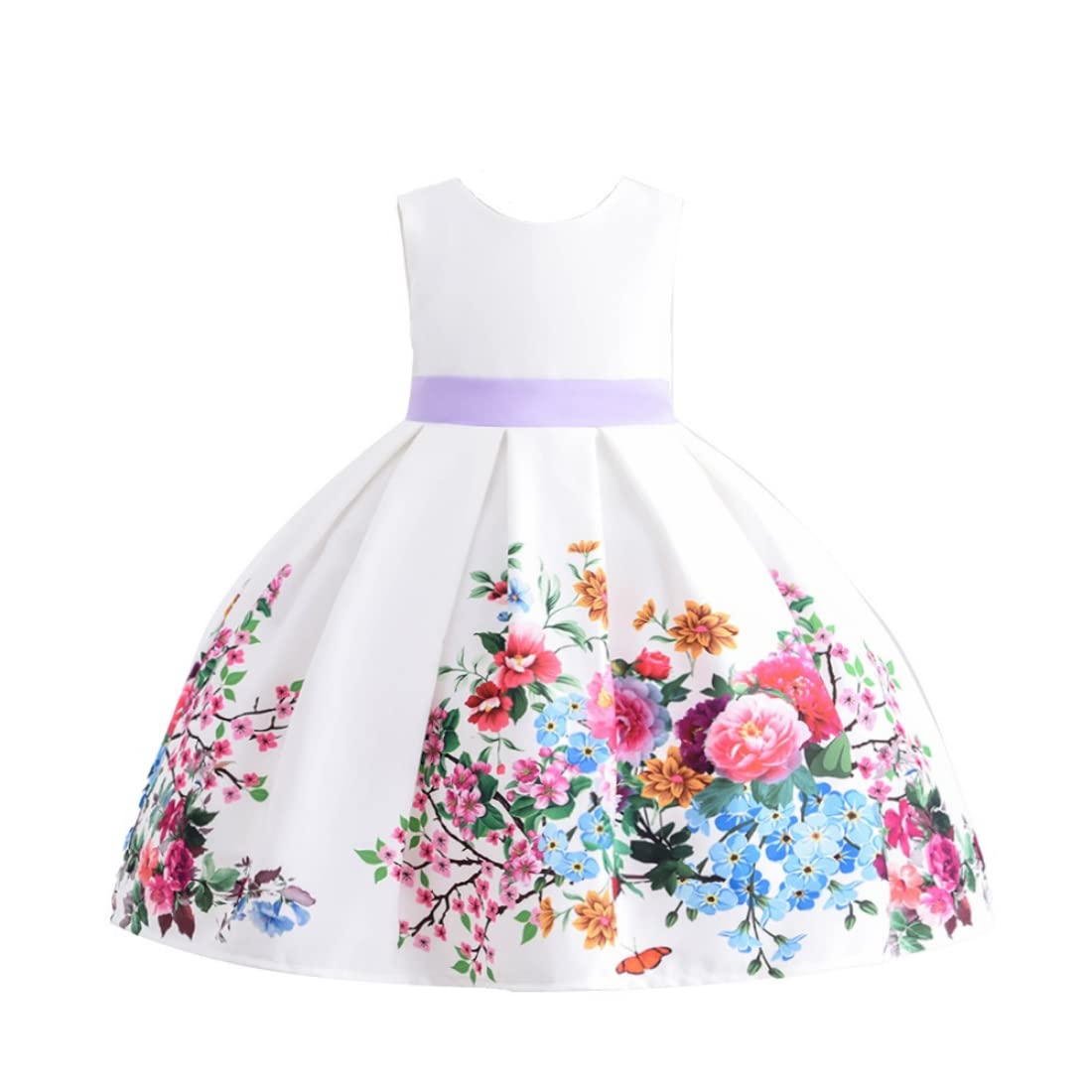 Cosplay Life Elegant Flower Dress for Girls Young Adult Fashion Bow Flower Waistline Kids Party Festival Ages 5-9 Years Old (Pink, 7yrs) — view 35