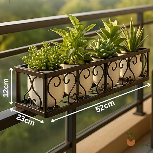 Image of Niyara || Metal Planter Stand || Plant Stand for Pots|| Outdoor Plant Stand (Black, Set of 1, 20 Inches)