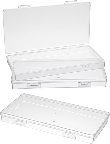 Mini caja de almacenamiento de plástico con tapa con bisagras, 6.5 x 3.3 pulgadas, rectángulo transparente a prueba de polvo, caja organizadora