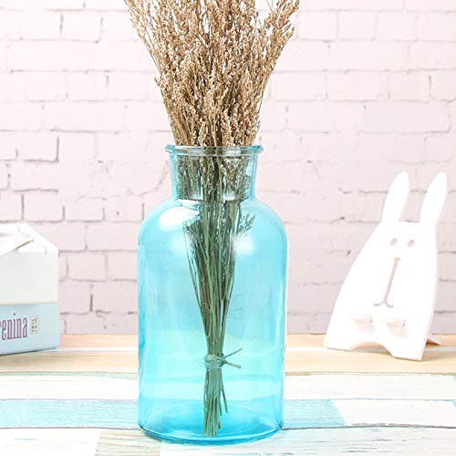 Djiale Art Glass Crystal Flower Vase for Table with Jute Ribbon DIY Trim Fabric (8" Blue) - Image 4