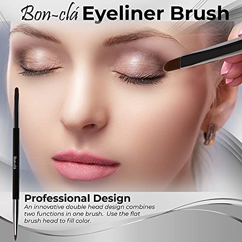 Bon-Clá Eyeliner Brush, Double-Ended, Combination With Eyeliner For Create Glamorous Eye Makeup, Portable Travel Brush #TOP2
