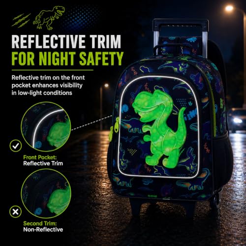 Image of CCJPX Rolling Backpack for Boys, Kids Roller School Bag with Wheels Toddler Wheeled Bookbag Elementary