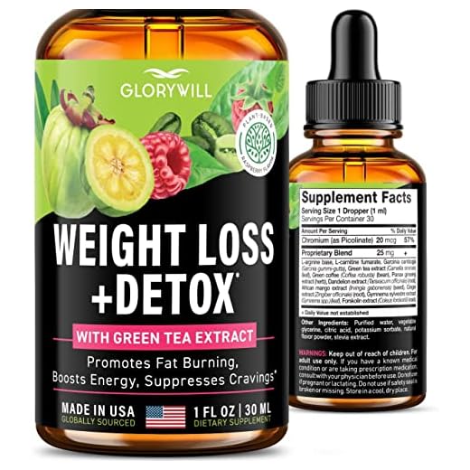 Weight Loss Drops Natural Detox Made in USA - Diet Drops for Fat Loss - Effective Appetite Suppressant & Metabolism Booster - 1 Fl Oz