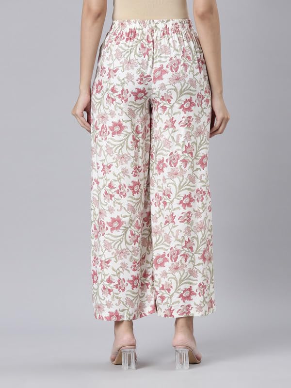 Image of GO COLORS Soft Viscose Printed Palazzo Full Length for Women| Breathable, Mid Rise